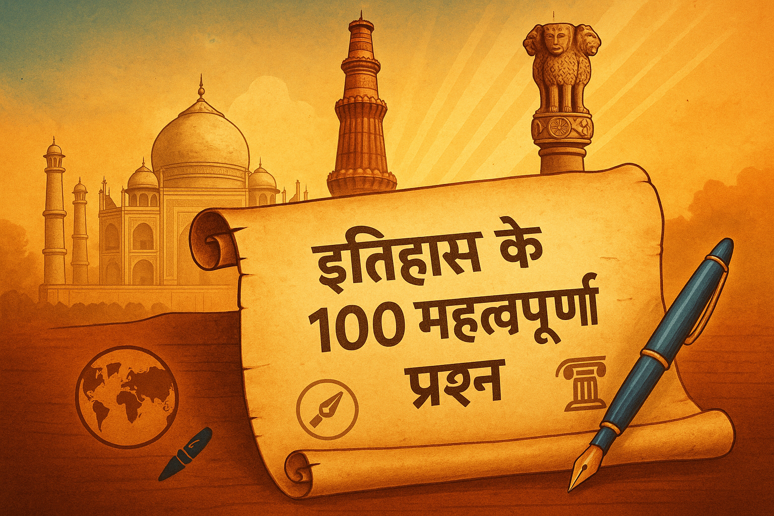 “इतिहास के 100 महत्वपूर्ण प्रश्न | प्रतियोगी परीक्षा के लिए- एक नज़र में”